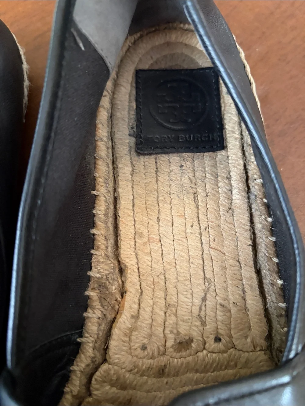 Tory Burch Women’s Black Perforated Leather Slip-On Espadrilles